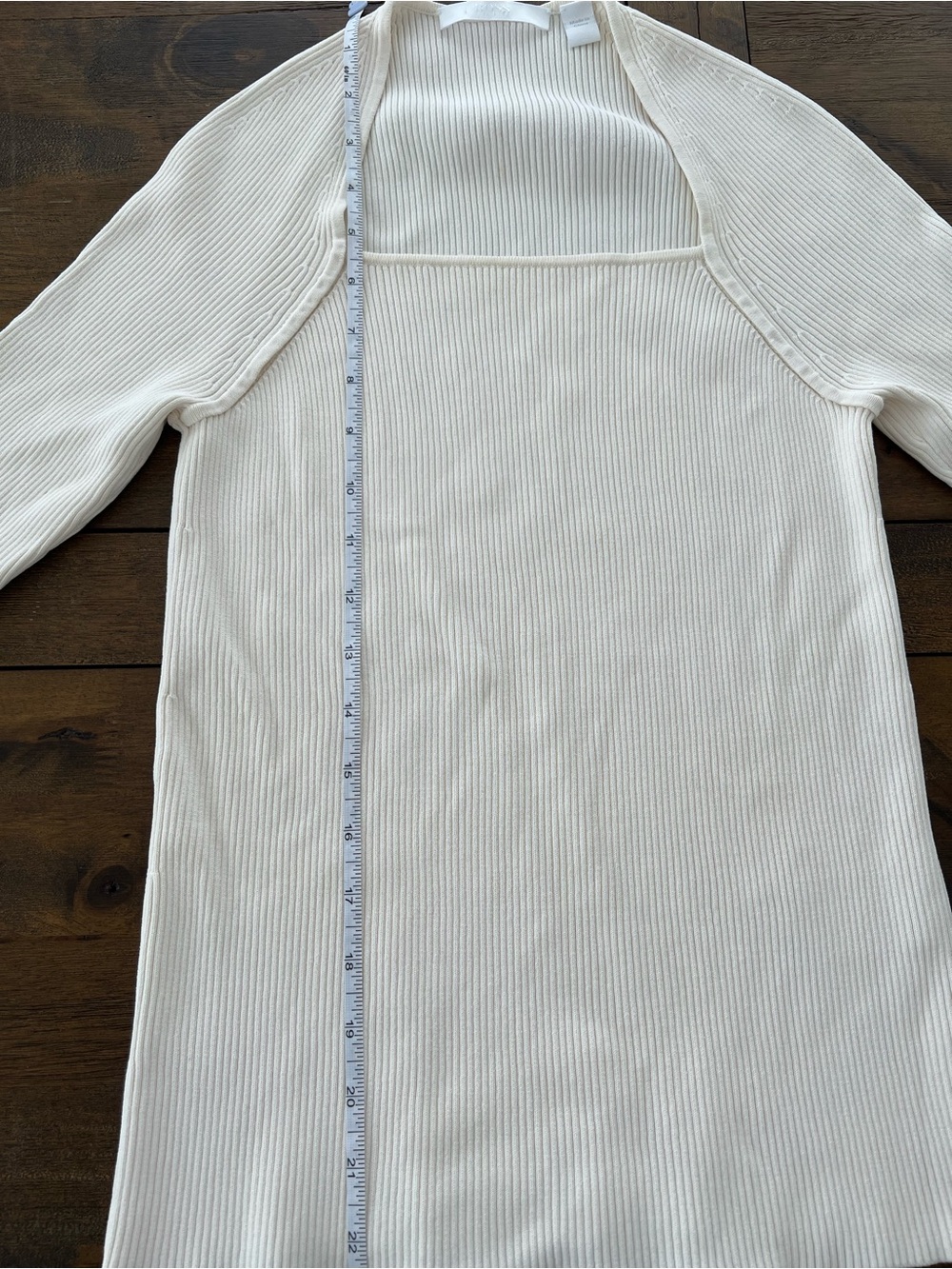Boss Cream Ribbed Square-Neck Tunic - Picture 4 of 11